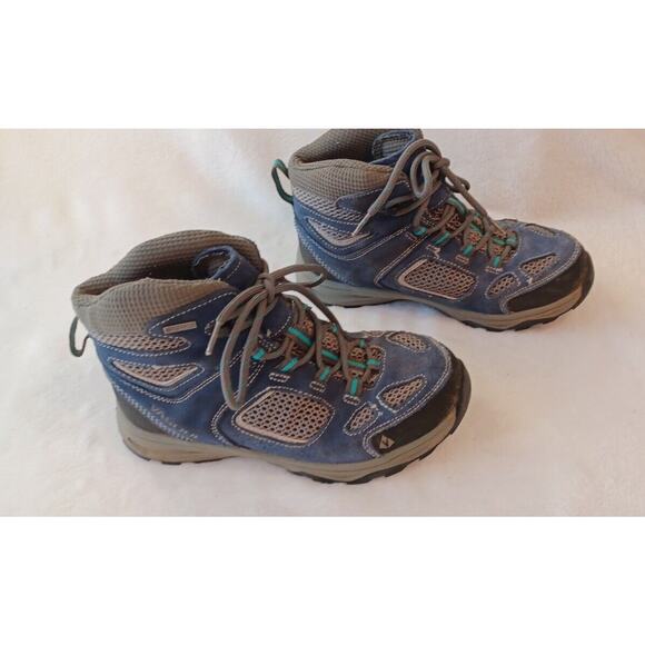 Vasque Breeze Hiking Boots Youth Kids 4 EU 35 Gray/Blue Leather 7207 Mid Ankle - Picture 2 of 7